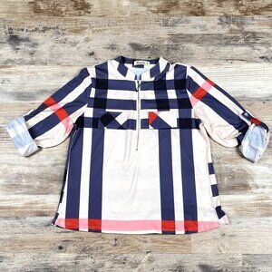 Moyabo Womens Colorful Blouse Size Medium - roll up sleeves